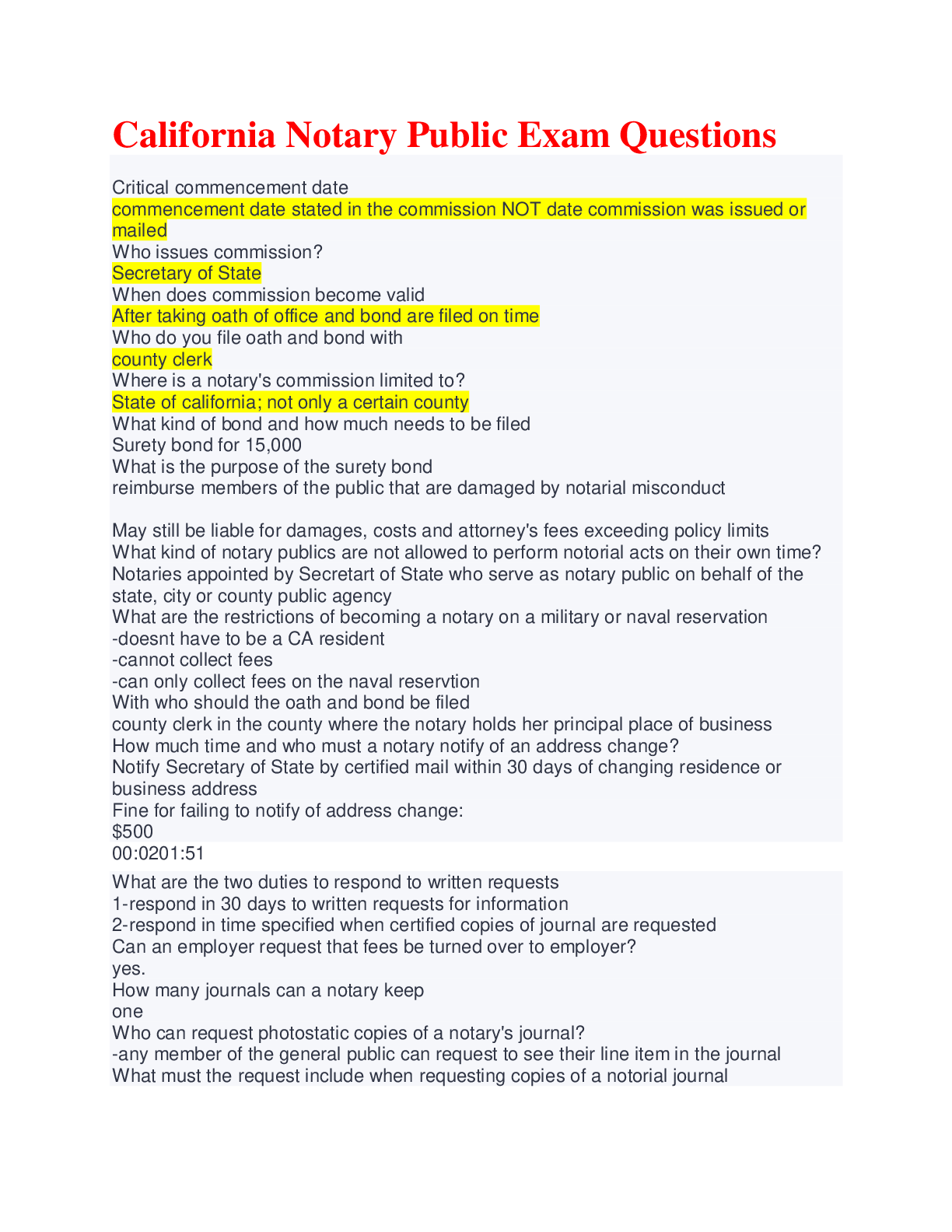 Preview image for California Notary Public Exam Questions and 100% Accurate Answers